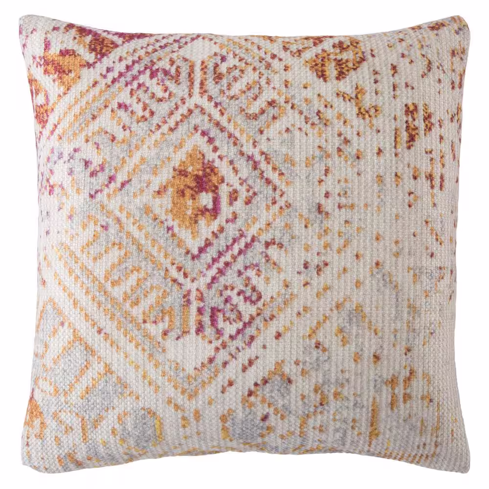 None Siva Indoor/ Outdoor Tribal Pink/ Gold Throw Pillow 22 in.