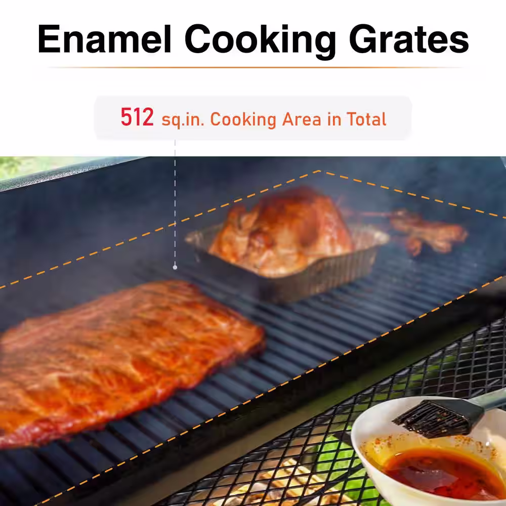 None Offset-Design Charcoal Smoker in Black