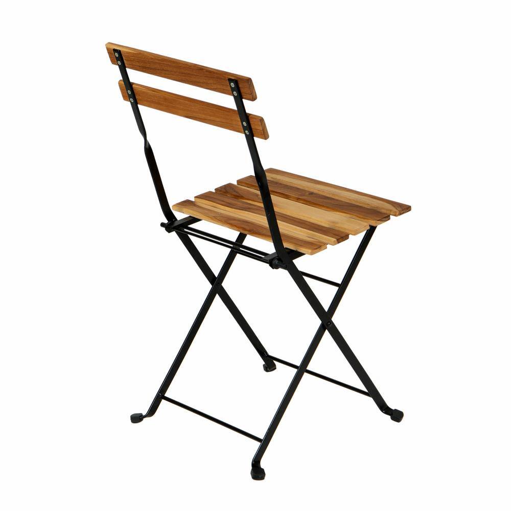 None 3 of Piece Wood Folding Outdoor Bistro Set with Waterproof Navy Cushion