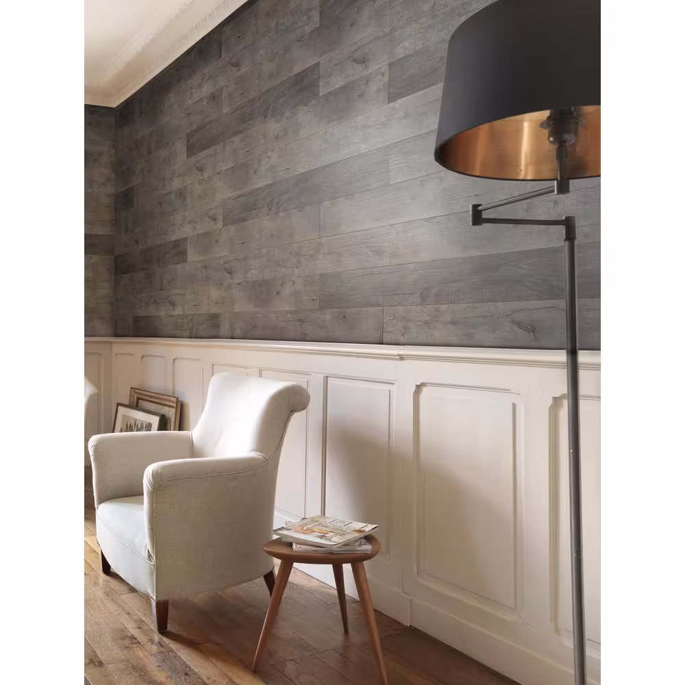 Grosfillex Element Wood 1/4 in. x 6 in. x 48 in. Grey Resin Decorative Wall Panel with Trim (18-Pack)