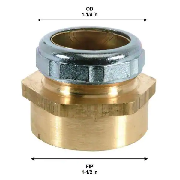 BrassCraft 1-1/4 in. O.D. Compression x 1-1/2 in. FIP Brass Waste Connector with Die Cast Nut in Chrome