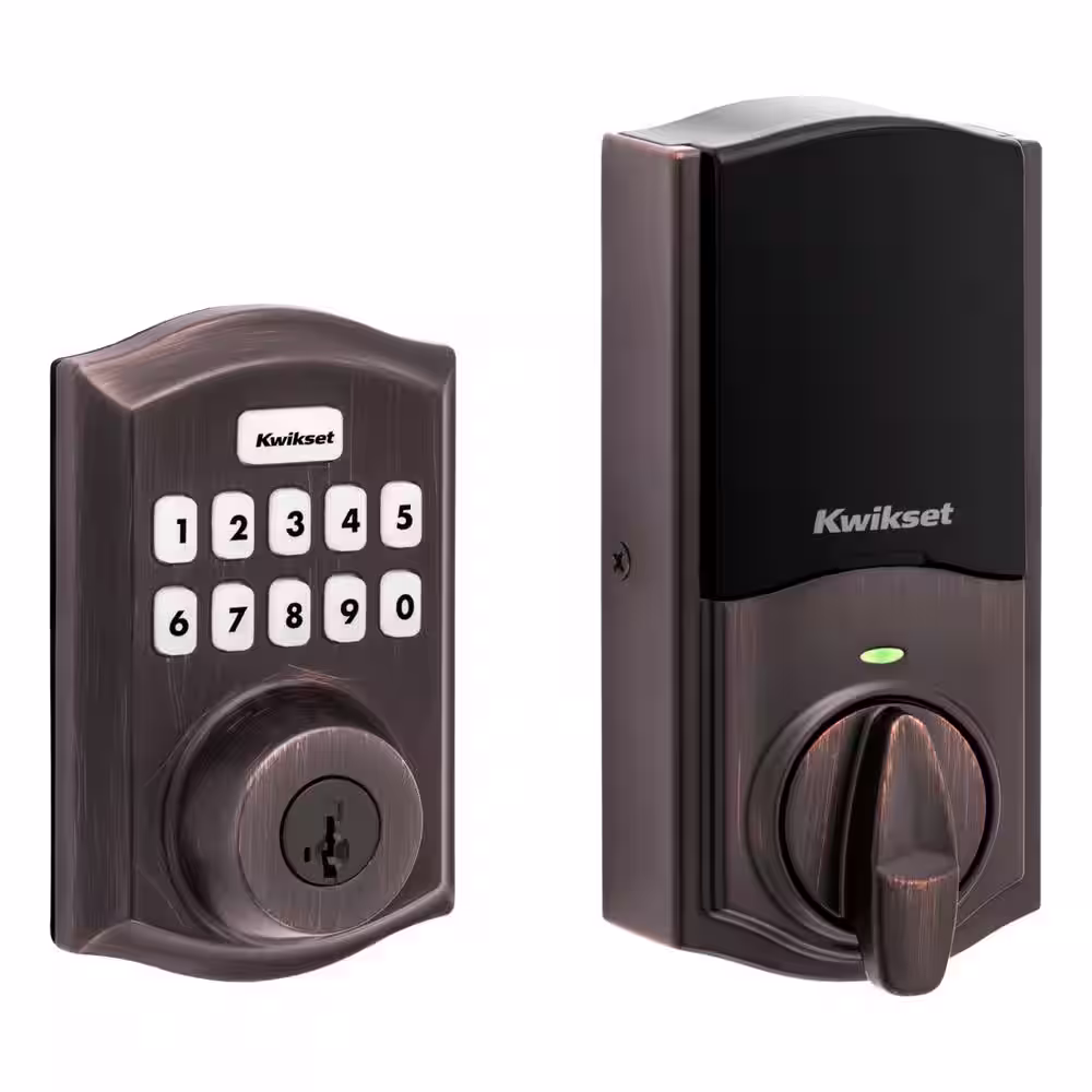 Kwikset Home Connect 620 Keypad 869 Traditional Venetian Bronze Connected Smart Lock Deadbolt with Z-Wave-700 Feat SmartKey