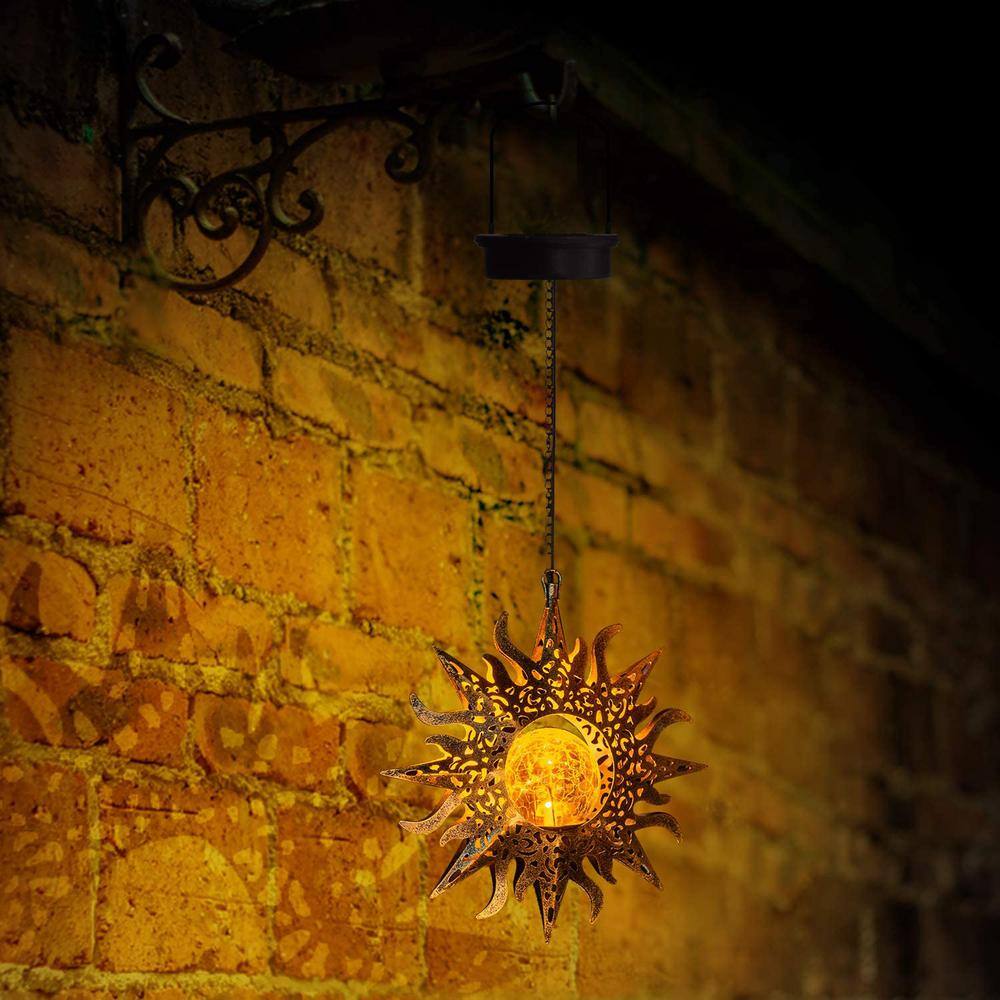 Cubilan Solar Lights Outdoor Garden Decor Hanging Lanterns Decoration Metal Sunflower Gifts Waterproof