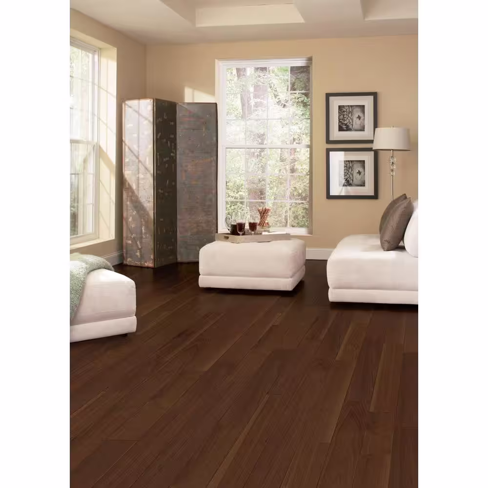 HOMELEGEND Matte American Walnut 3/8 in. T x 5 in. W x Varying Length Click Lock Hardwood Flooring (26.25 sq. ft. / case)