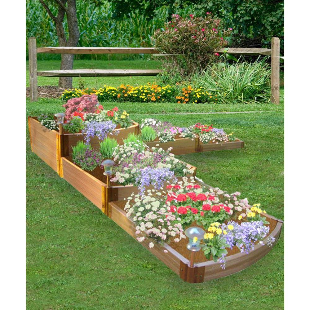 Frame It All Classic Sienna Raised Garden Bed Split Waterfall Tri-Level 12' x 12' x 22