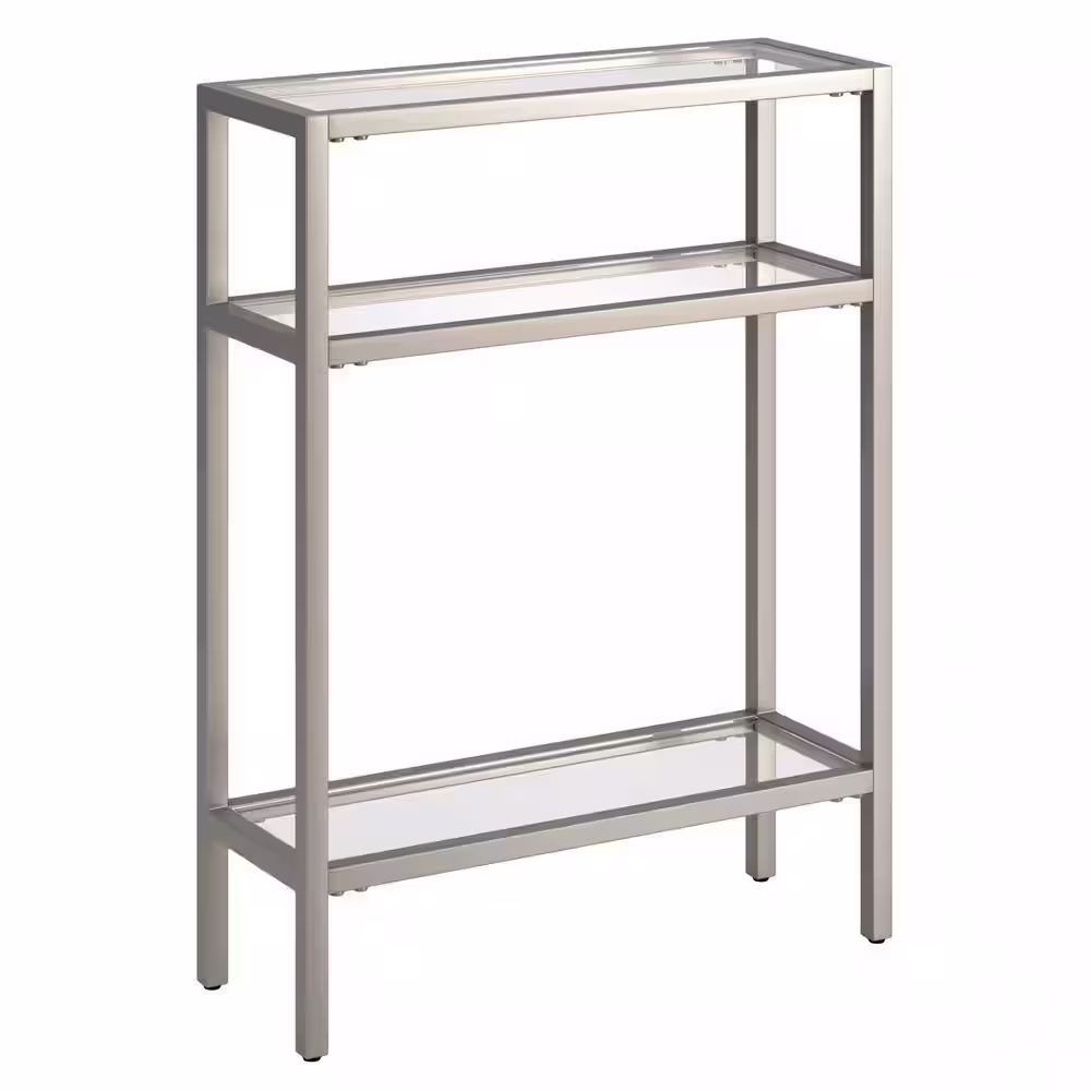 Meyer&Cross Sivil 22 in. Satin Nickel Rectangle Glass Console Table