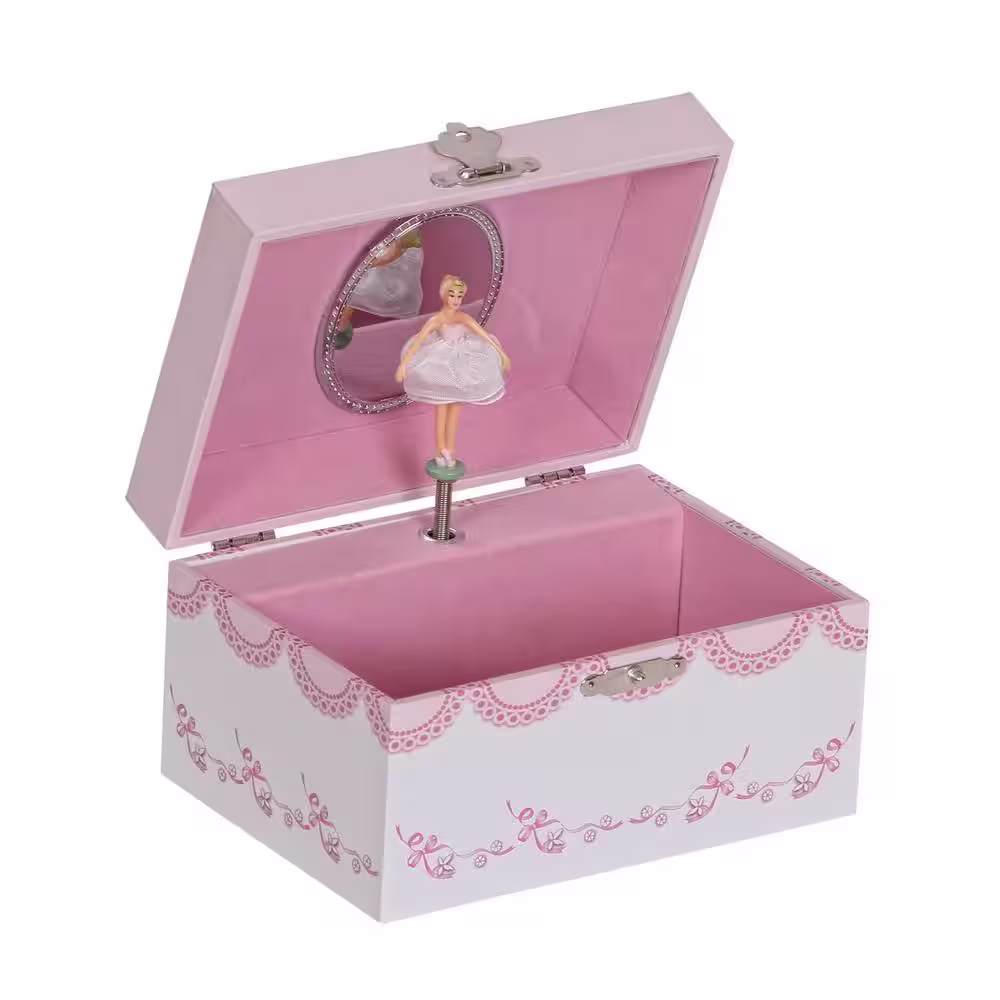 Mele & Co Clarice Girl's White Fashion Paper Musical Ballerina Jewelry Box