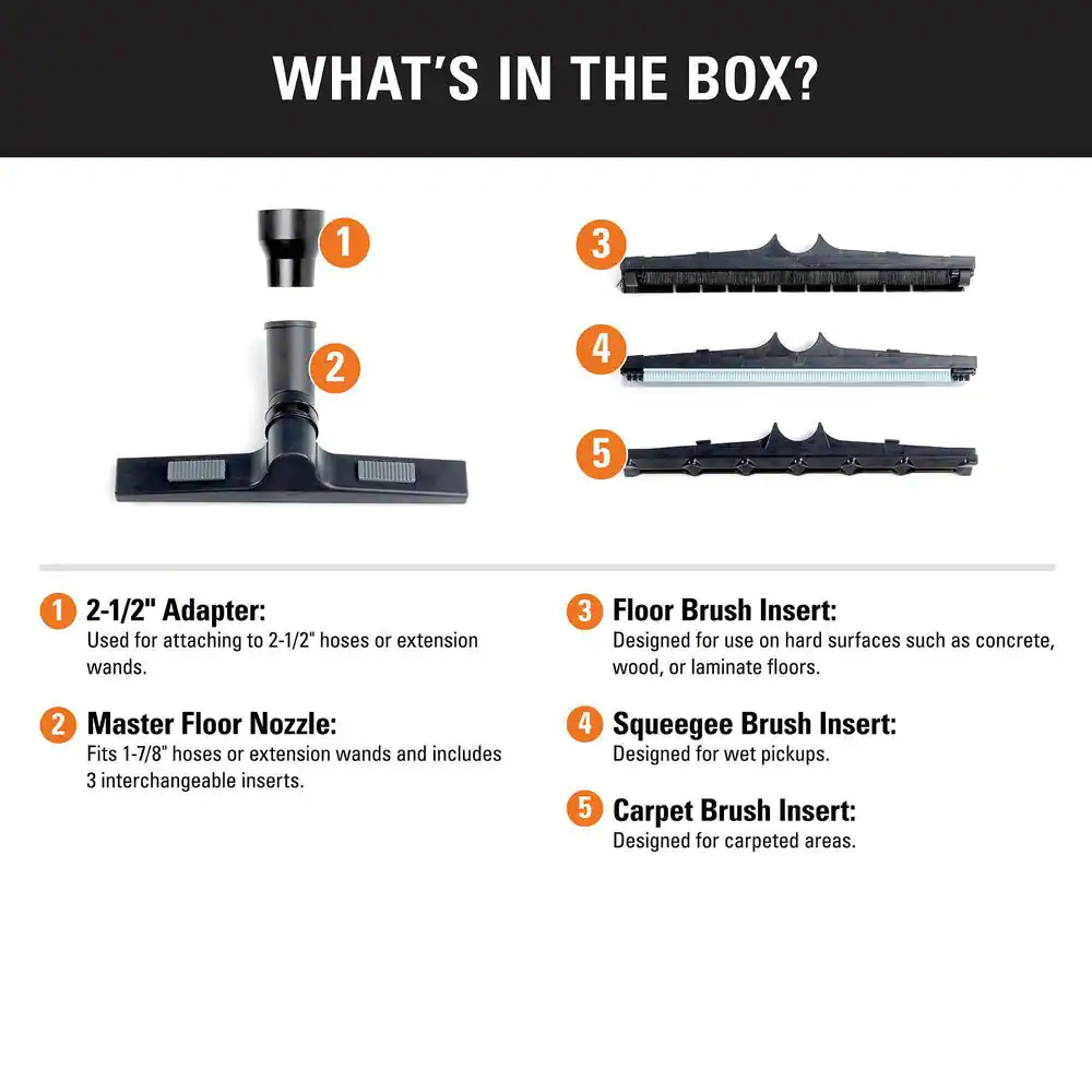 RIDGID 1-7/8 in. and 2-1/2 in. Premium Floor Cleaning Accessory Kit for RIDGID Wet/Dry Shop Vacuums