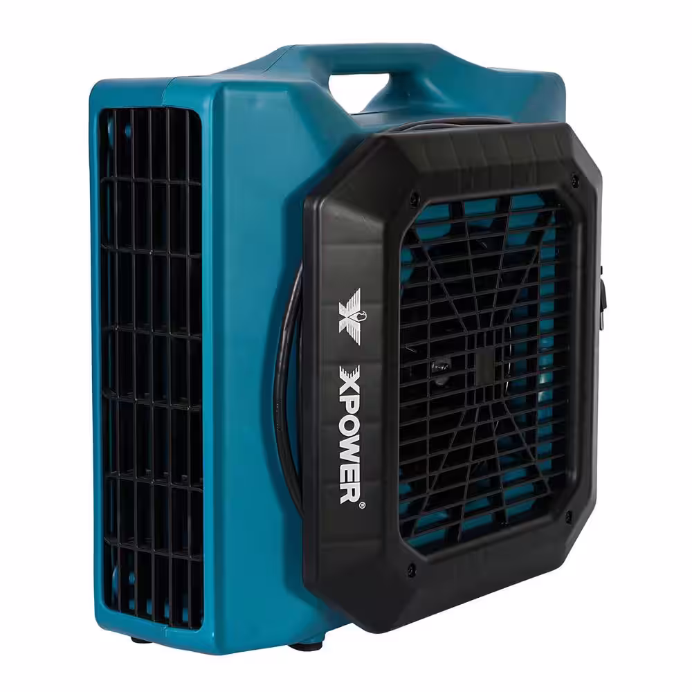 None 1/3 HP 1050 CFM 3-Speed Low Profile Air Mover, Floor Fan, Carpet Dryer with Build-in Power Outlets