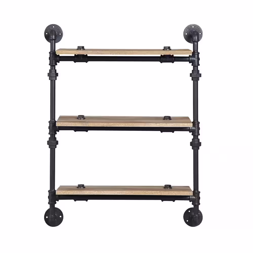 Acme Furniture Brantley 35 in. Oak 3-Shelf Wall Rack