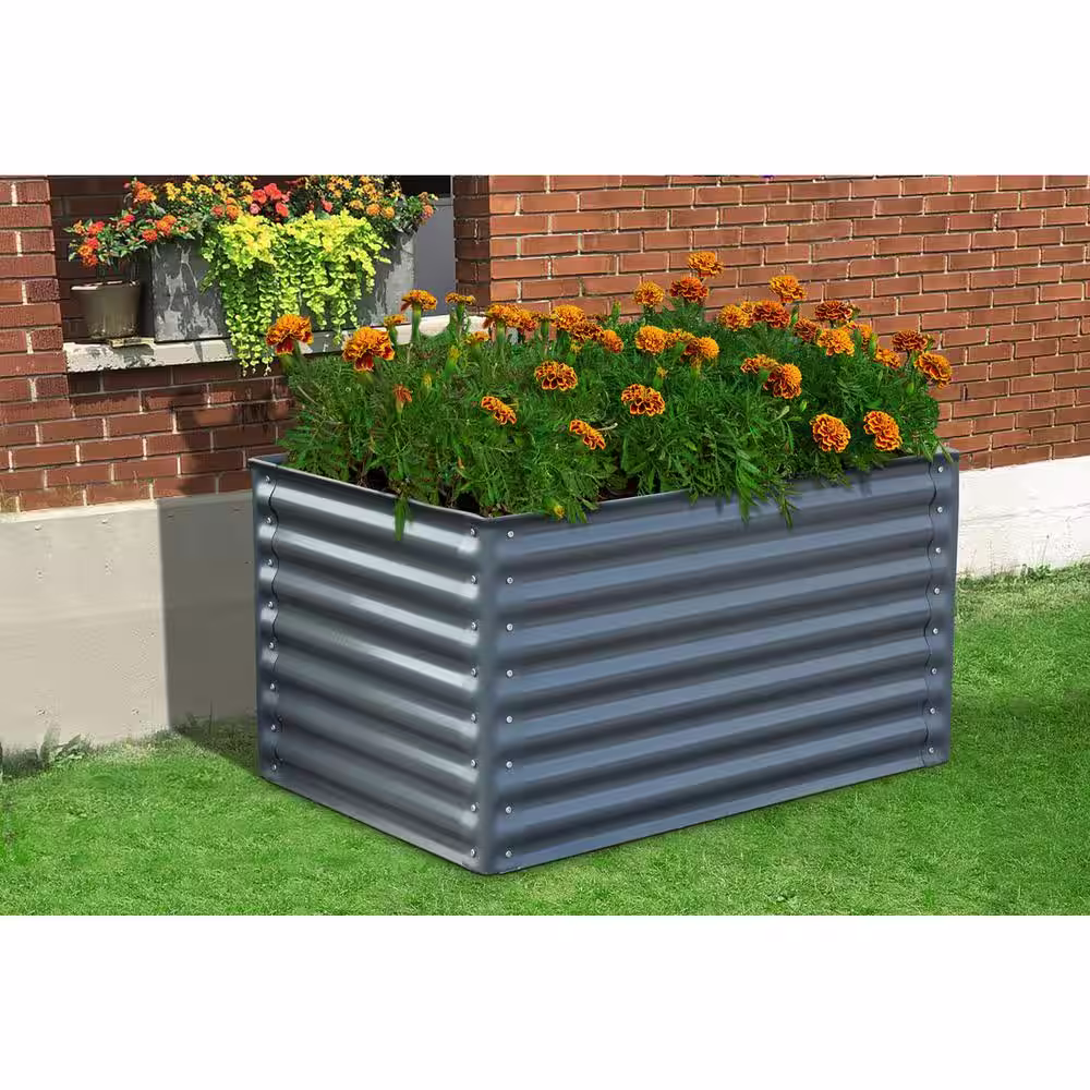 Hanover Galvanized Steel Open-Base Raised Garden Bed