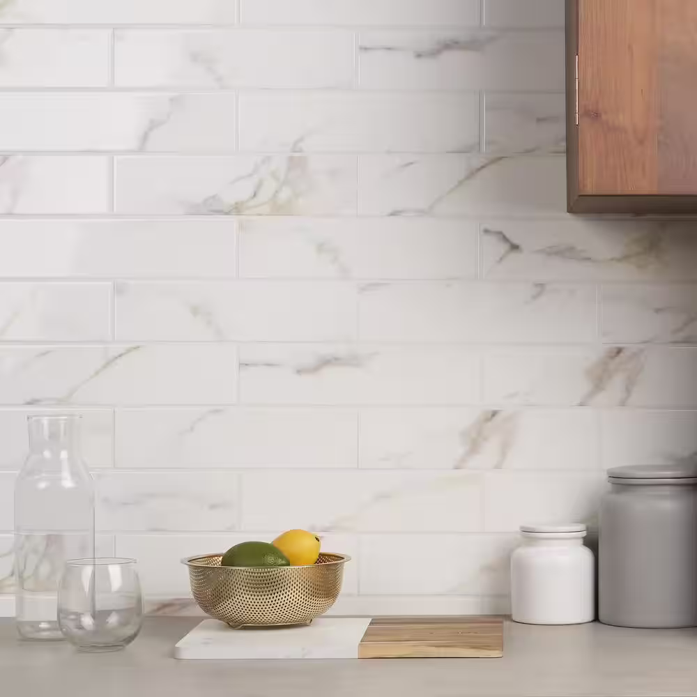 Ivy Hill Tile Santorini Statuario White 2.95 in. x 11.81 in. Polished Ceramic Wall Tile (5.38 sq. ft./Case)