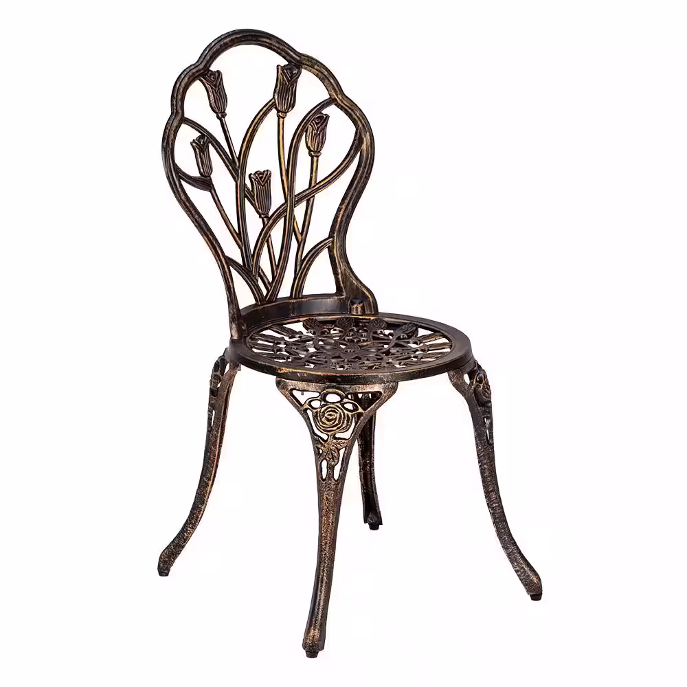 None European Style 3-Piece Cast Aluminum Outdoor Bistro Set