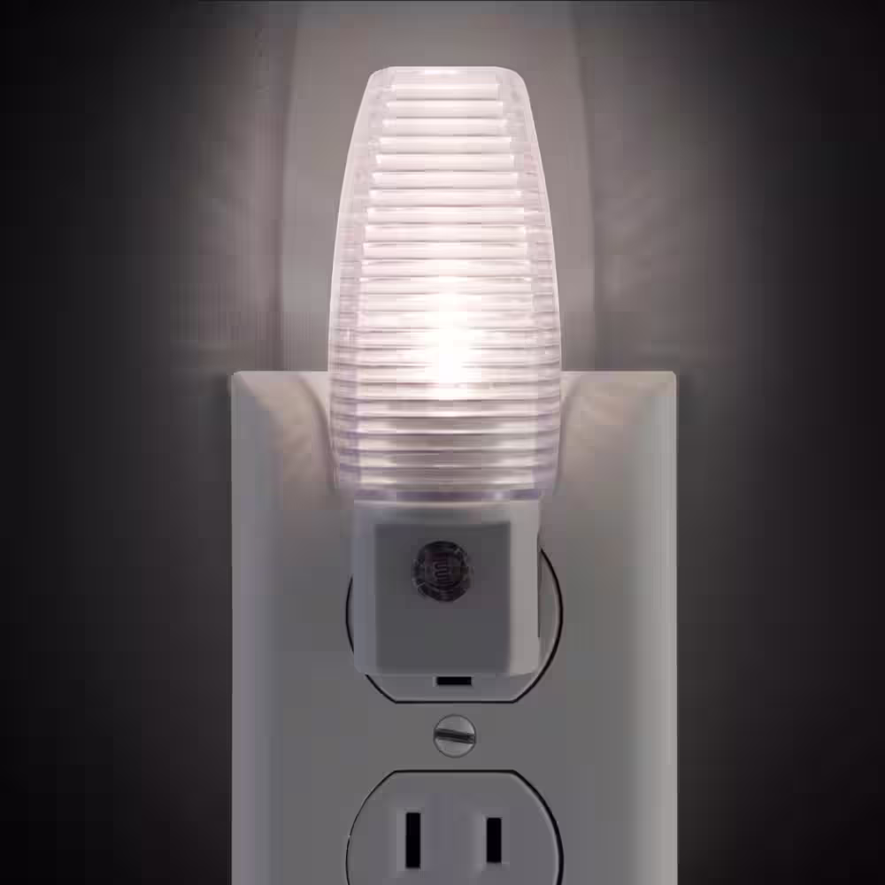 Lights By Night 0.5-Watt Plug In Light Sensing Rib Shade Integrated LED Night Light, 4-Pack