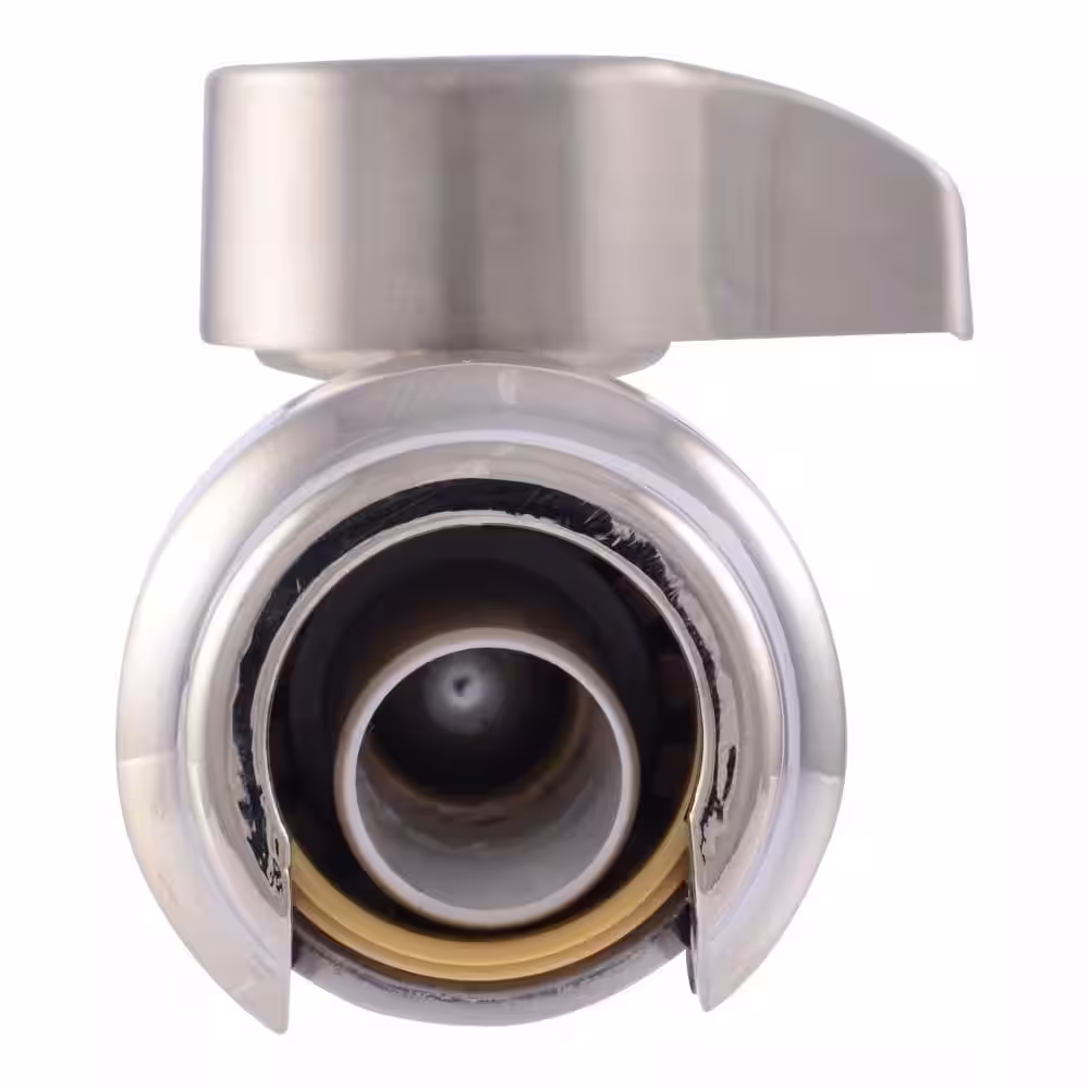 SharkBite 1/2 in. Push to Connect x 3/8 in. O.D. Compression Brushed Nickel Angle Stop Valve