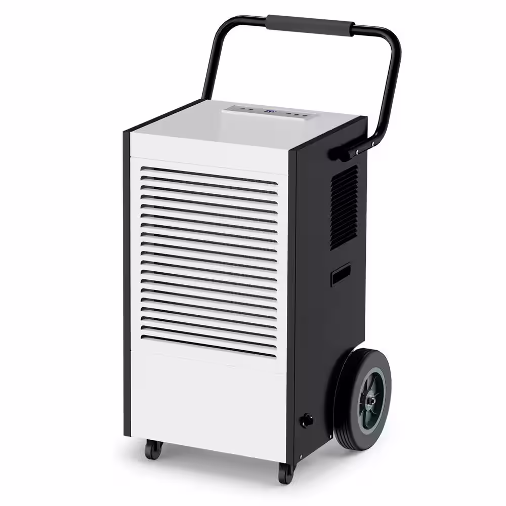 Edendirect 225 pt. 8,000 sq.ft. Bucketless Commercial Dehumidifier in White with Drain Hose, Hard Case Industrial Dehumidifier