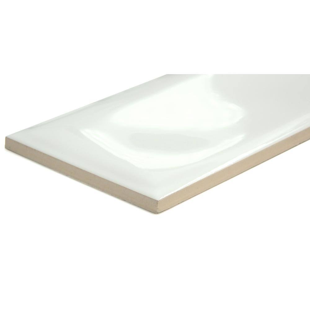None Estasi 2.95 in. x 11.81 in. White Glossy Ceramic Wall Tile (6.05 sq. ft./Case)