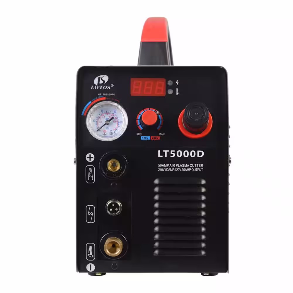 Lotos 50 Amp Compact Inverter Plasma Cutter for Metal, Dual Voltage 110/220V, 1/2 in. Clean Cut