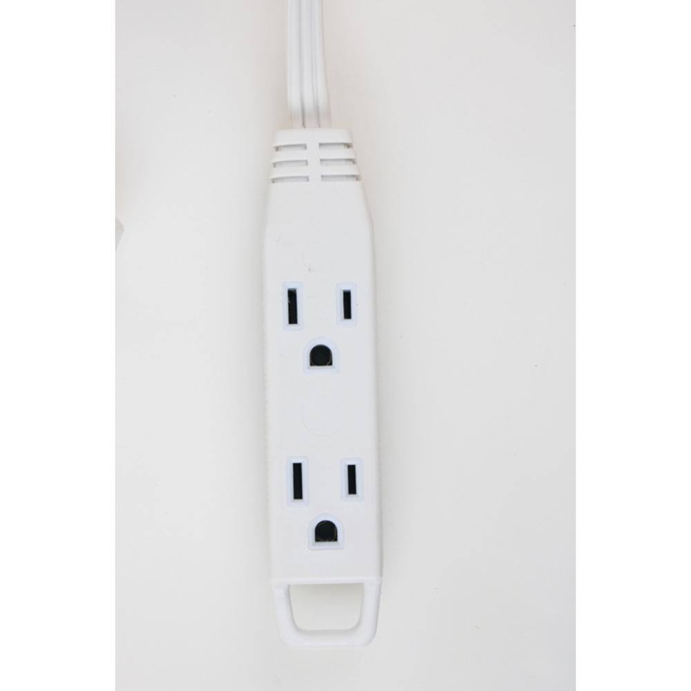 Axis 8 ft. 3-Outlet, 16-Wire Gauge, 3-Conductors Wall-Hugger Indoor Grounded Extension Cord, White (24-Pack)