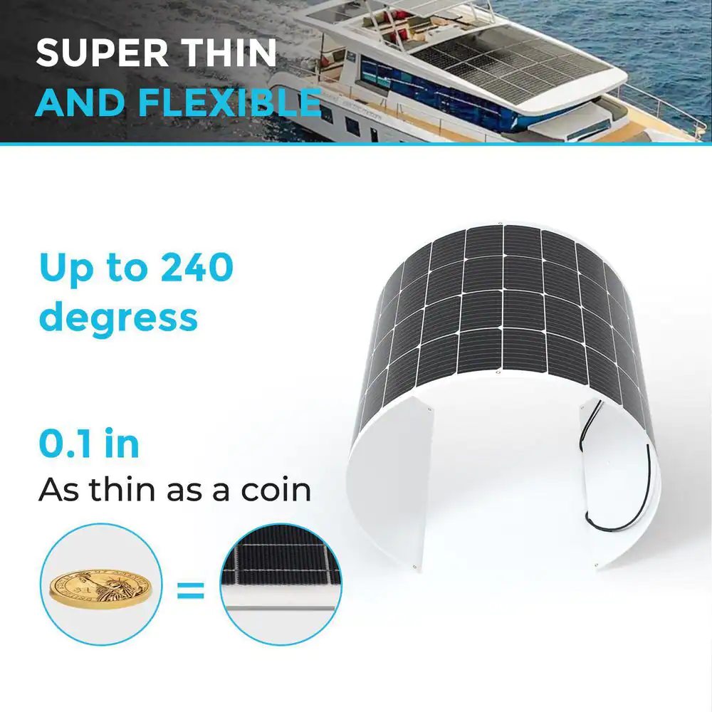 Renogy 200-Watt Flexible Lightweight Monocrystalline Solar Panel for Boat, Cabin, RV, Camper