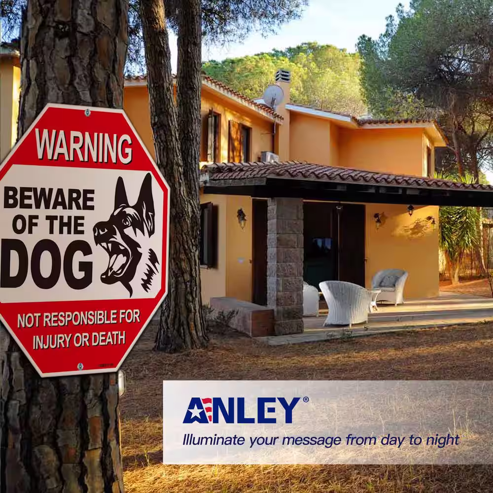 ANLEY 12 in. x 12 in. Beware of The Dog Aluminum Warning Sign, No Responsible for Injury or Death Warning Dog Sign