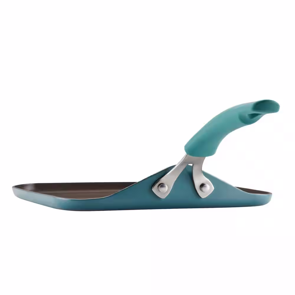 Rachael Ray Cook Plus Create 11 in. x 11 in. Agave Blue Aluminum Nonstick Stovetop Griddle Pan