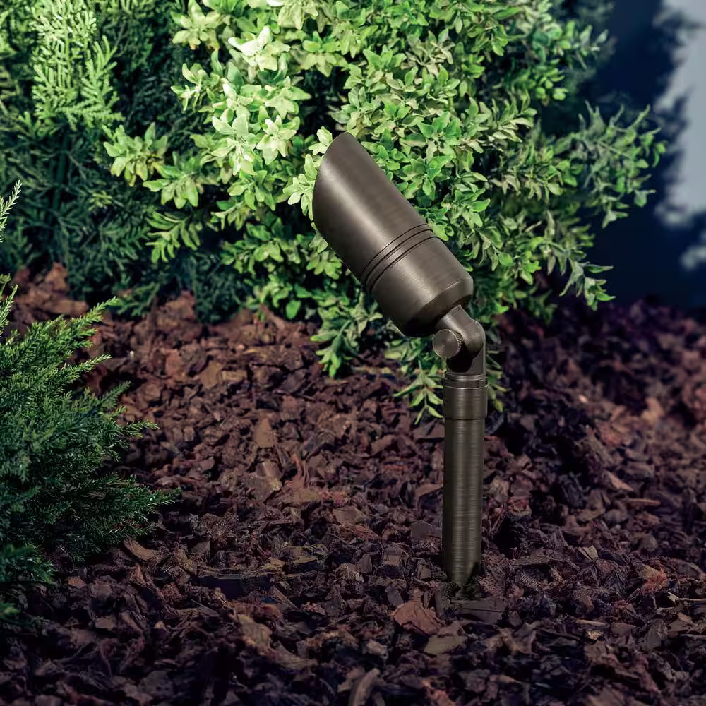 KICHLER Low Voltage 5 in. Centennial Brass Hardwired Outdoor Weather Resistant Spotlight with No Bulbs Included