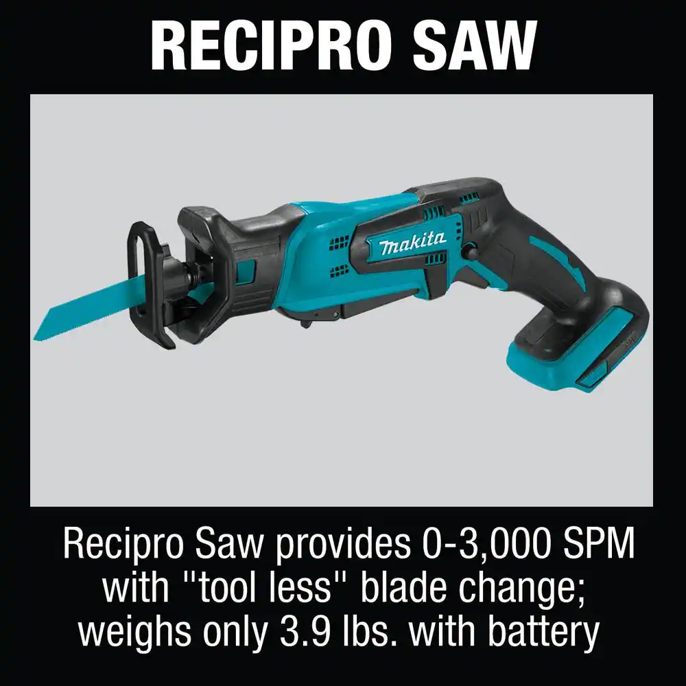 Makita 18V LXT Lithium-Ion Cordless 5-pc. Combo Kit (Drill-Driver/Impact Driver/Circular Saw/Recipro Saw/Light) 4.0Ah