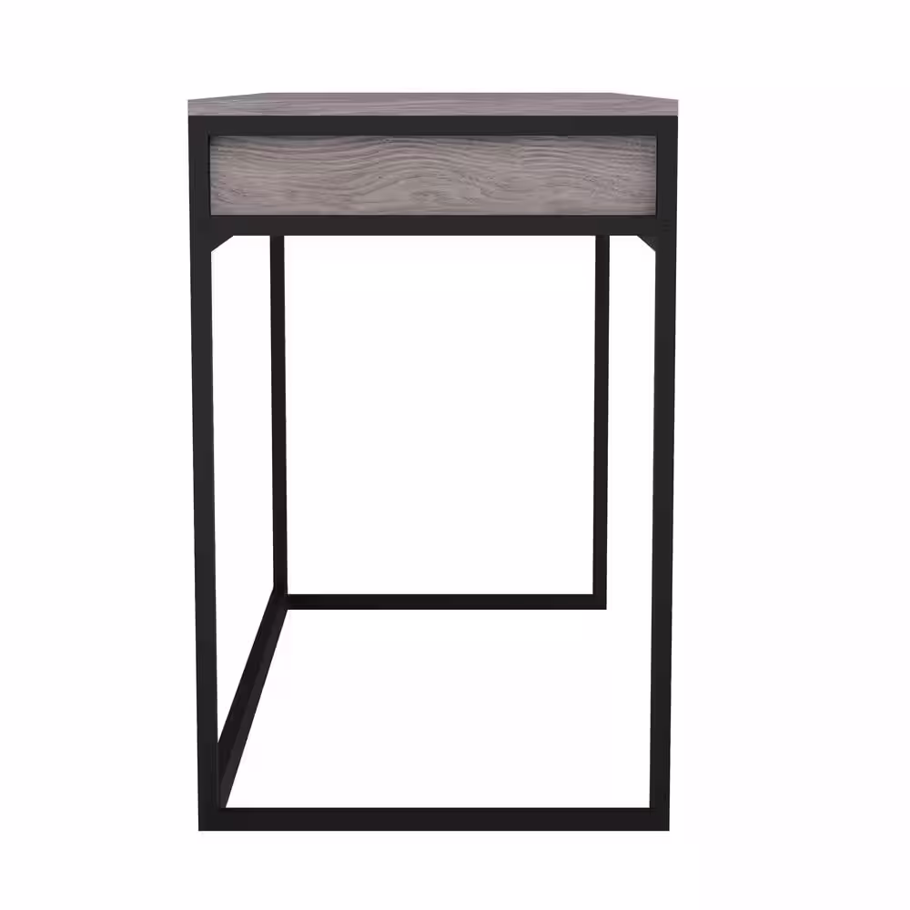 None 47 in. Rectangle Gray/Oil Rubbed Bronze Engineered Wood 3-Drawers Computer Desk
