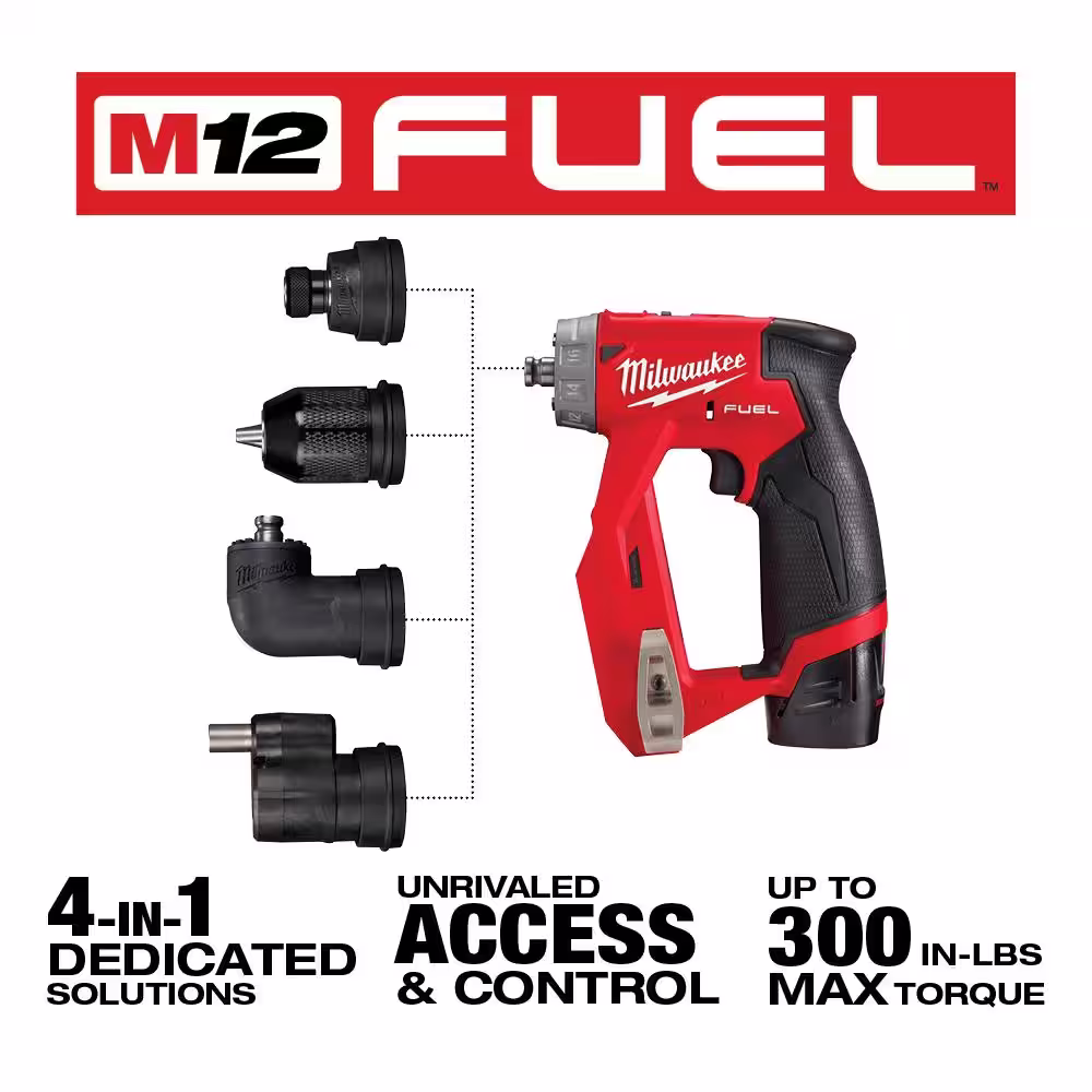 Milwaukee M12 FUEL 12V Lithium-Ion Brushless Cordless 4-in-1 Installation 3/8 in. Drill Driver & Multi-Tool Combo Kit (2-Tool)