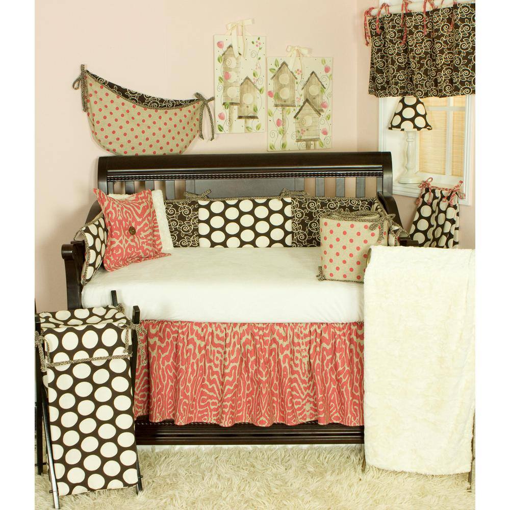 Cotton Tale Designs Raspberry Dot Cream Cotton Minky Fitted Crib Sheet