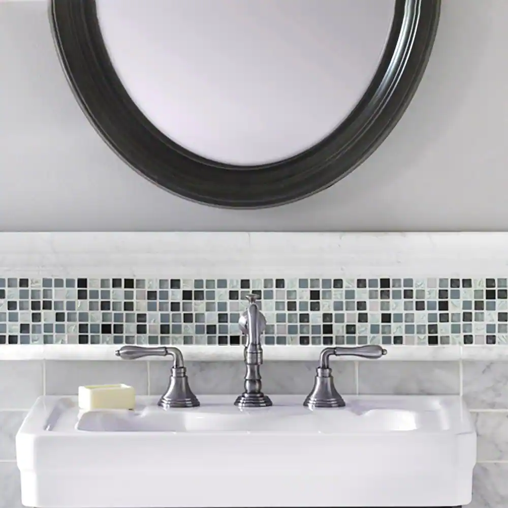 Jeffrey Court Italian White Carrara .75 in. x 12 in. Honed Marble Wall Pencil Tile (1 Linear Foot)