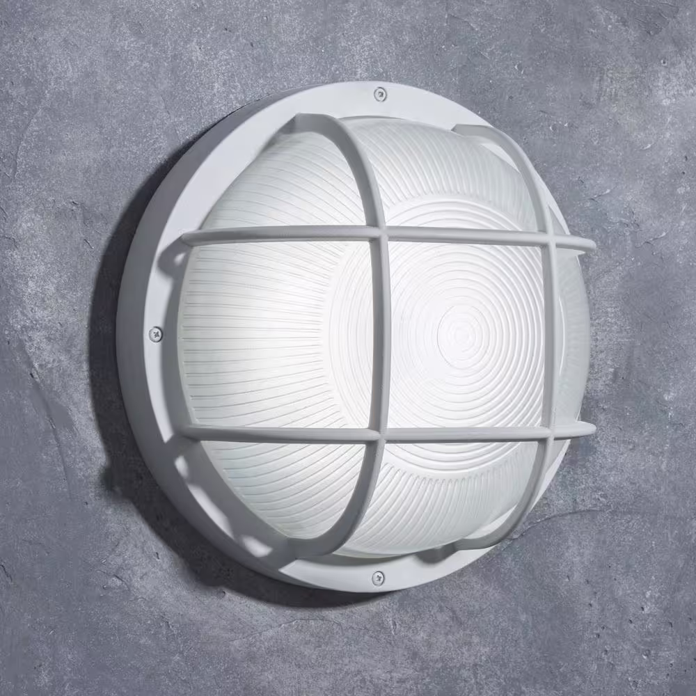 LUTEC Coastal Jacksonville White Integrated LED Bulkhead Wall Lantern