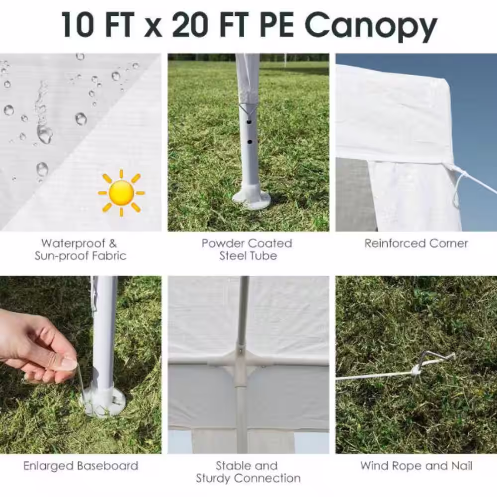 None 10 ft. x 20 ft. White Canopy Tent Gazebos