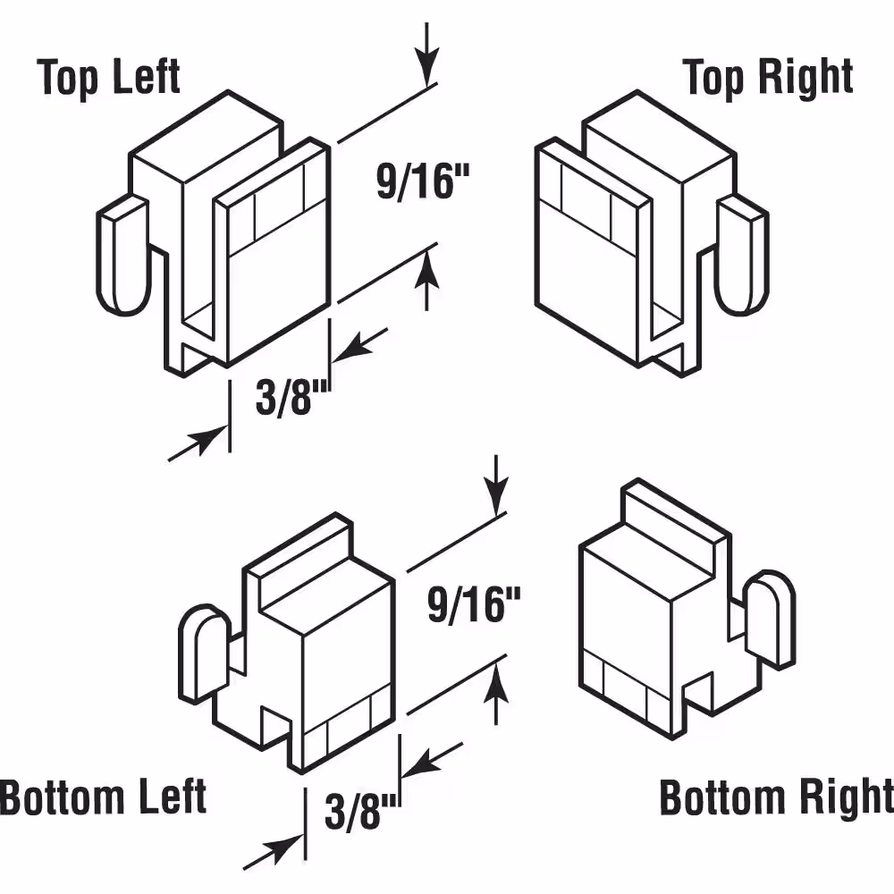 Prime-Line 3/8 in. x 9/16 in. Plastic Black Window Corner Guide Likit (4-Pack)