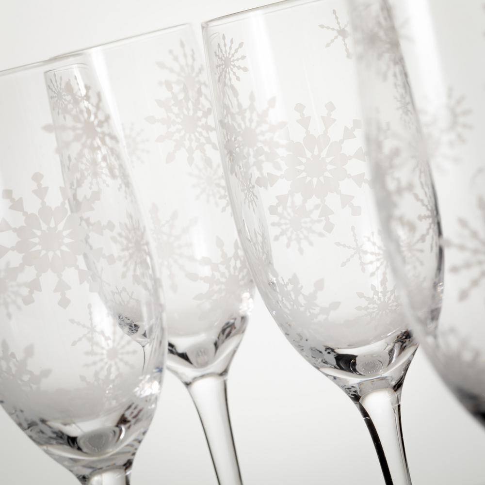 SULLIVANS 6 oz. Holiday Champagne Flute - Set of 4; Clear