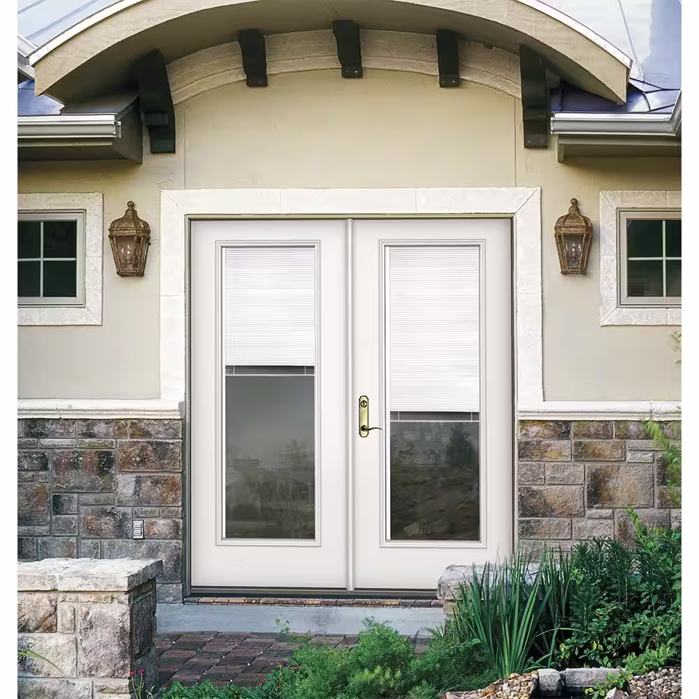 JELD-WEN 72 in. x 80 in. Primed Steel Right-Hand Inswing Full Lite Stationary/Active Patio Door w/Internal Blinds