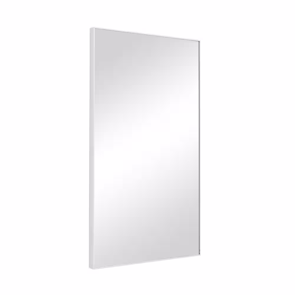 Litton Lane 32 in. x 18 in. Simplistic Rectangle Framed White Wall Mirror with Thin Minimalistic Frame