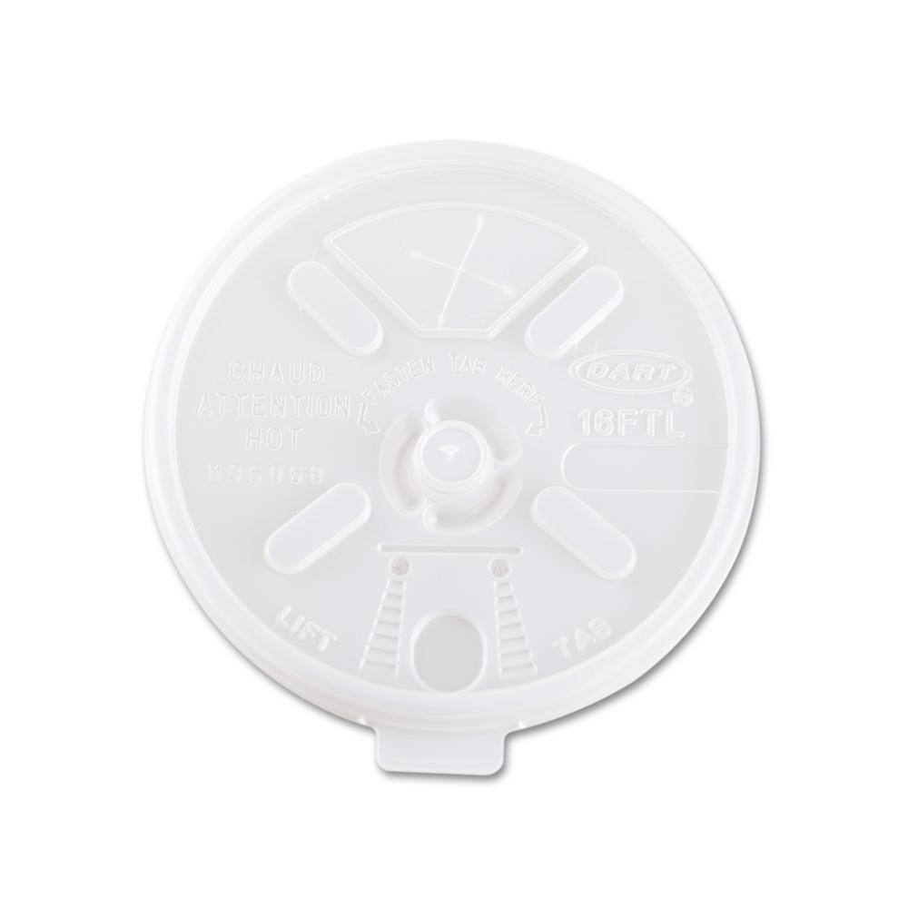 DART Fits 12 oz. to 24 oz. Cups Translucent Disposable Plastic Cup Lids, Hot Drinks, Straw Slot (100/Pack, 10-Packs/Carton)