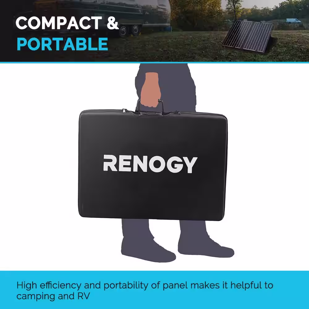Renogy 100-Watt 12-Volt Foldable Suitcase Off-Grid Solar Kit Built-in Kickstand