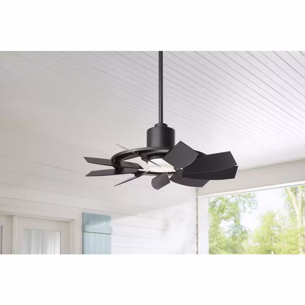 Home Decorators Collection StonemillÂ 36 in. LED Outdoor Matte Black Ceiling Fan with Light