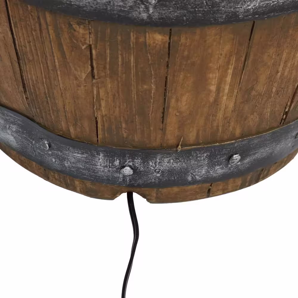 Sunnydaze Decor 25 in. Spiraling Barrel Outdoor Cascading Water Fountain with LED Lights