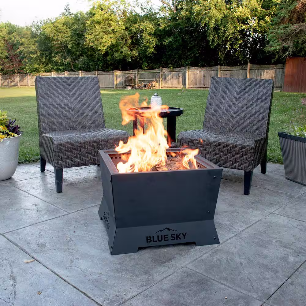 BLUE SKY OUTDOOR LIVING The Peak 22 in. x 16 in. Square Steel Wood Smokeless Patio Fire Pit