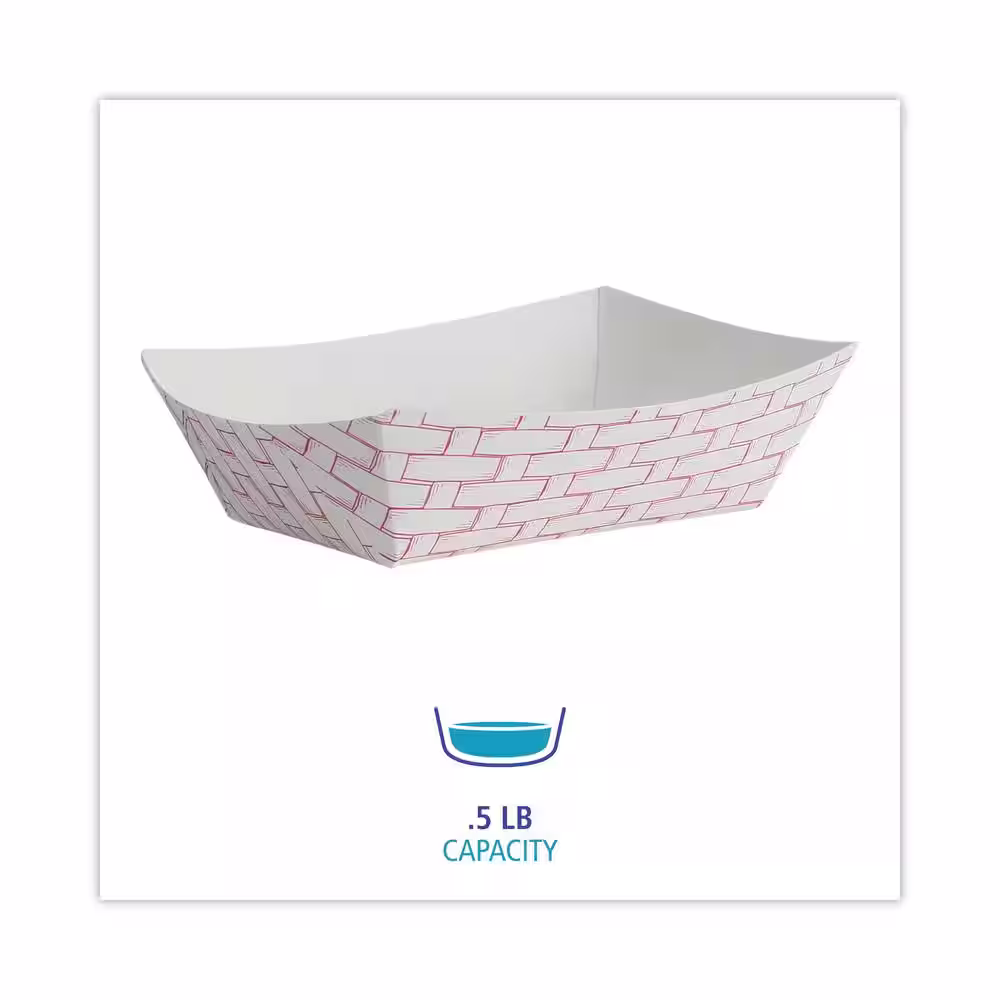 Boardwalk Red/White Paper Food Baskets, 0.5 lb Capacity (1000-Pack)