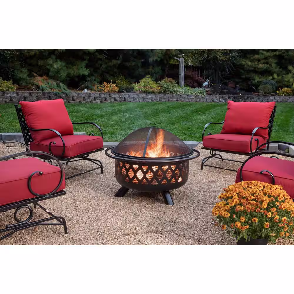 Endless Summer 30 in. D Bronze Finish Portable Lattice Wood Burning Fire Pit