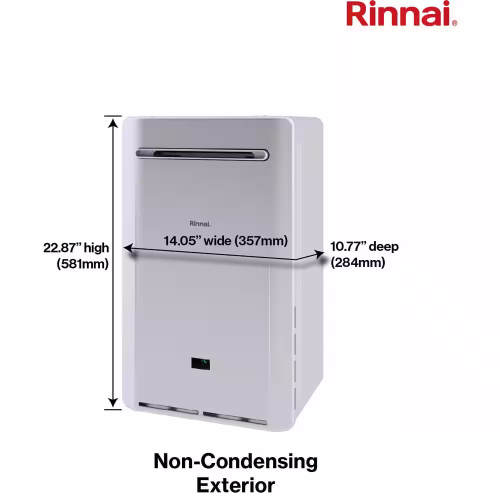 Rinnai High Efficiency Non-Condensing Smart-Circ 6.6 GPM Residential 160,000 BTU Exterior Natural Gas Tankless Water Heater