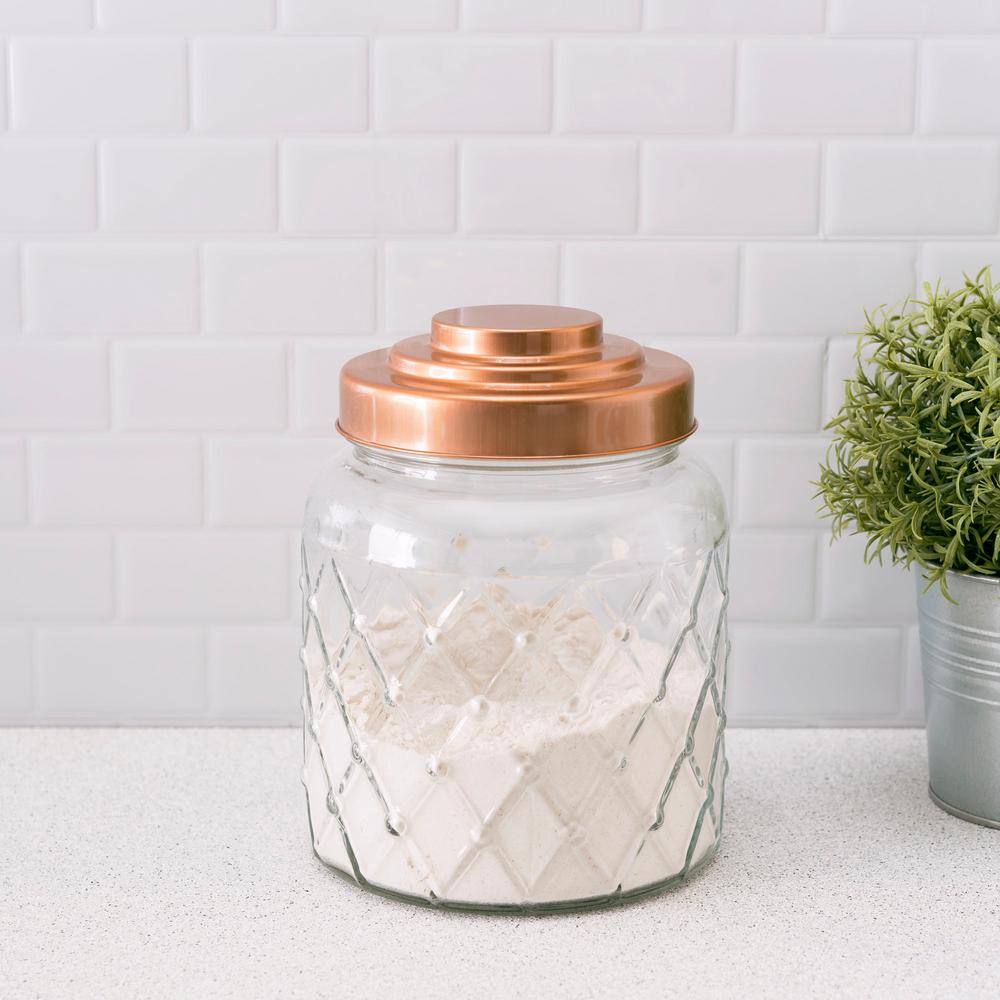 Home Basics Small Glass Jar with Copper Top