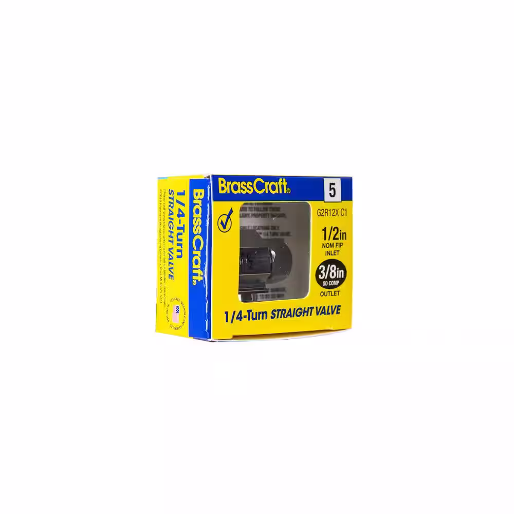 BrassCraft 1/2 in. FIP Inlet x 3/8 in. Compression Outlet 1/4-Turn Straight Valve