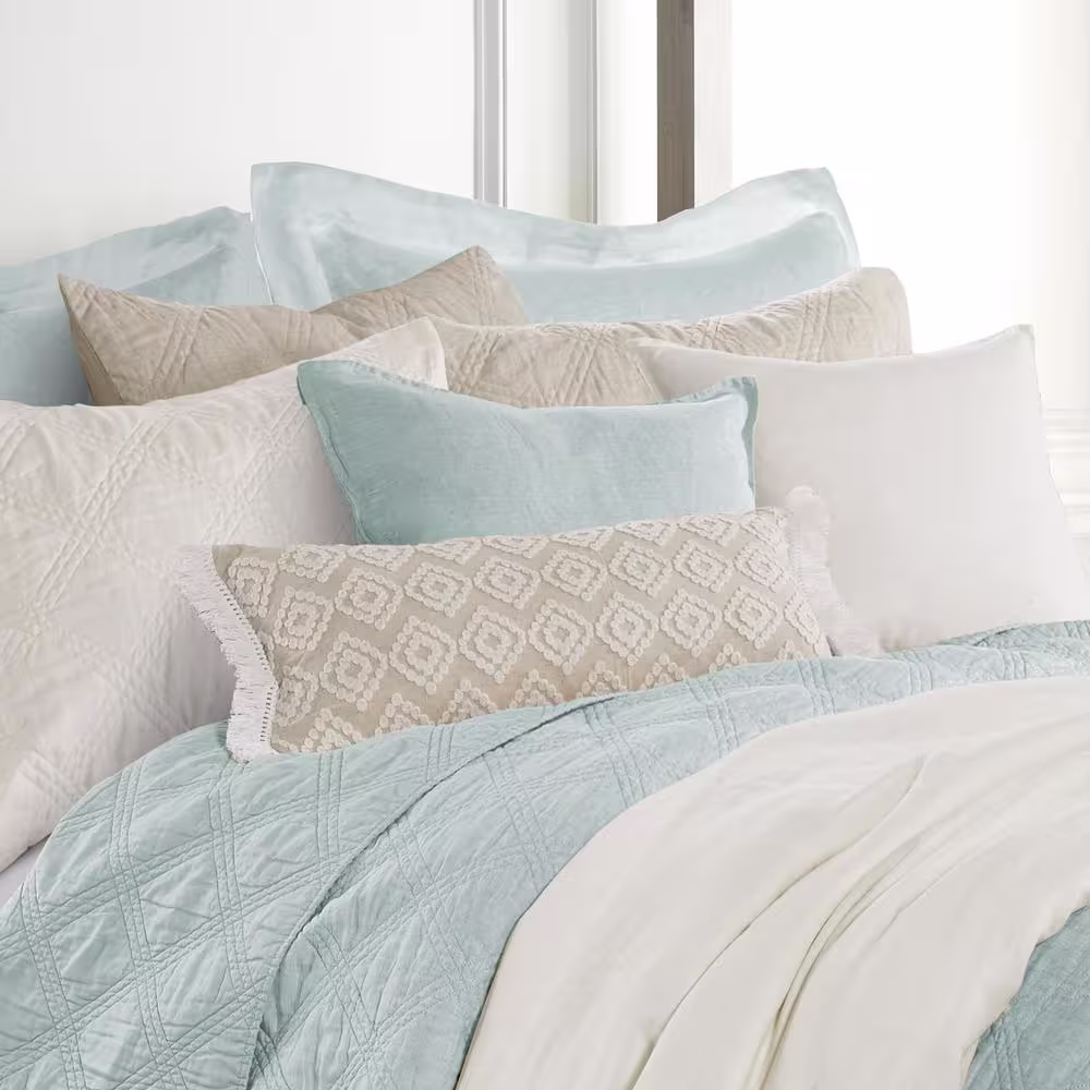 LEVTEX HOME Washed Linen Spa 20 in. x 20 in. Throw Pillow Cover Set of 2