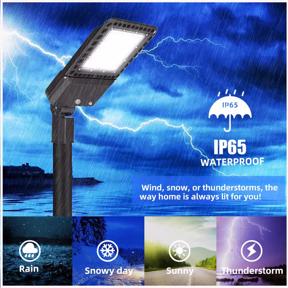 None 300-Watt 150-Degree Bronze Integrated LED Parking Lot Area Light, Slip Fitter, 5000K White, 39000 Lumens with Photocell